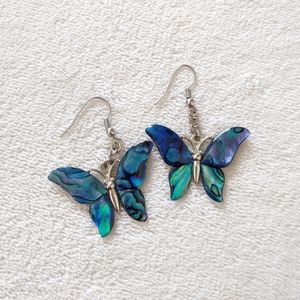 Abalone Butterfly Pendant Necklace & Earrings Set
